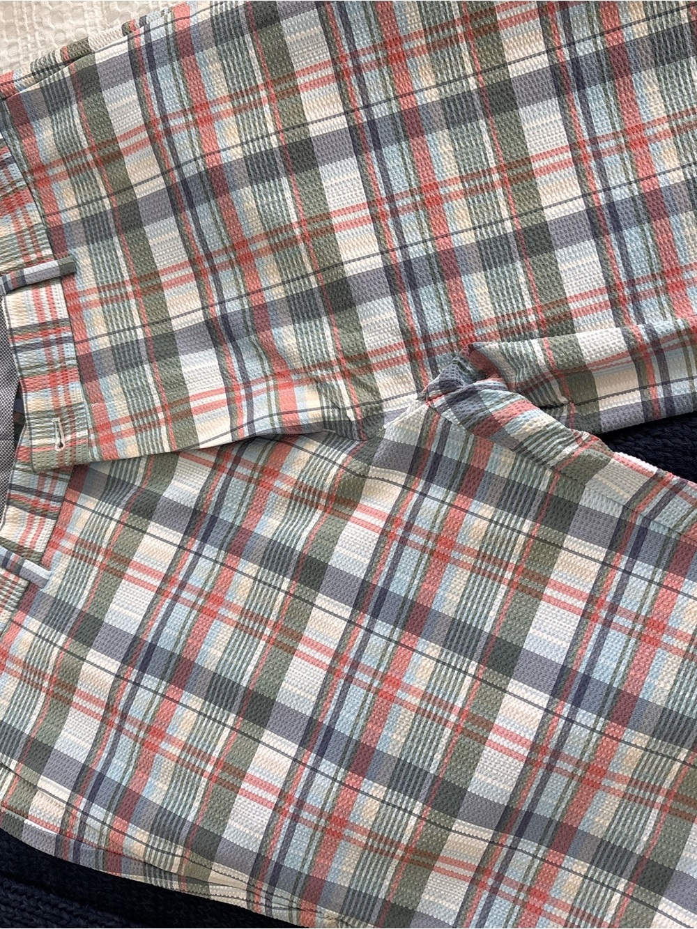 Peter Millar Plaid Cotton Shorts in Sage, Navy & Coral